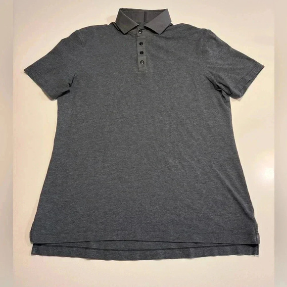 Lululemon Polo Shirt Men Size Large Gray Short Sleeve Golf Performance Stretch - Picture 6 of 6